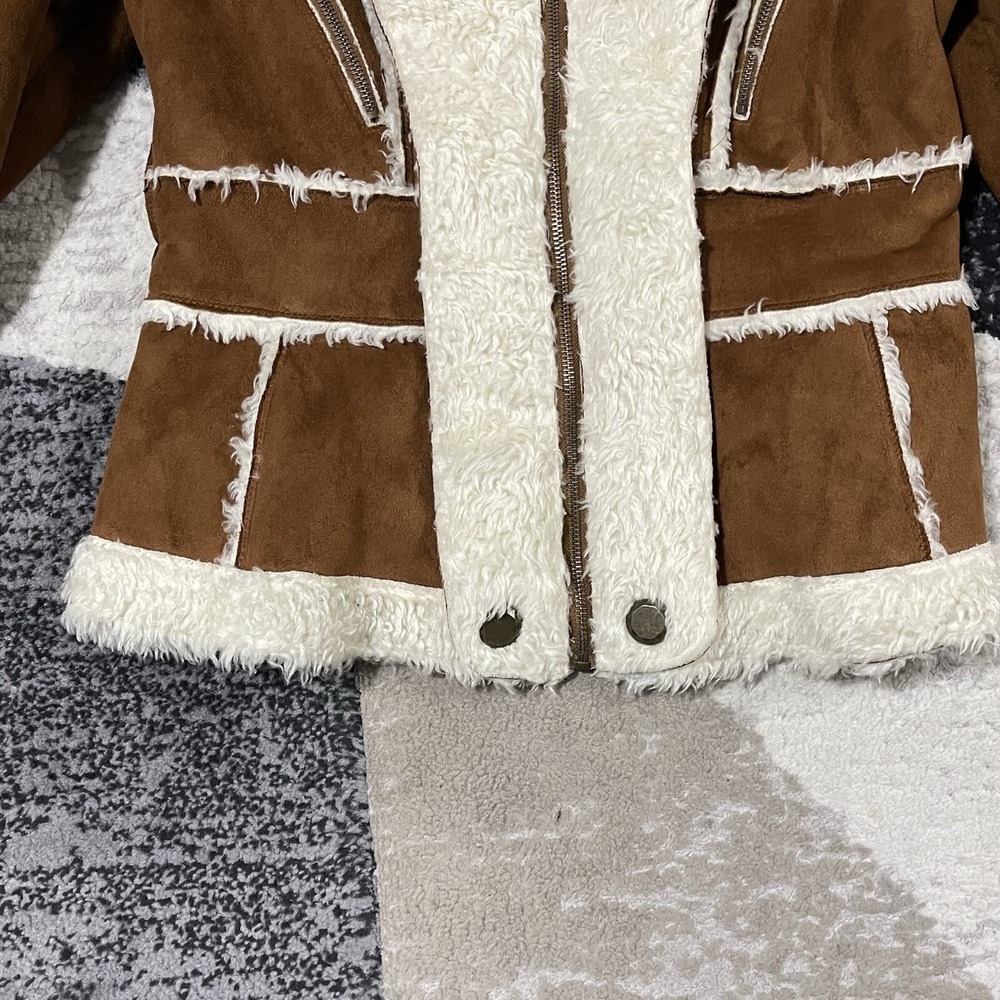 Regent & Company Jacket Faux Suede Women Medium Western Shearling Line Coat Yoke - Picture 11 of 16